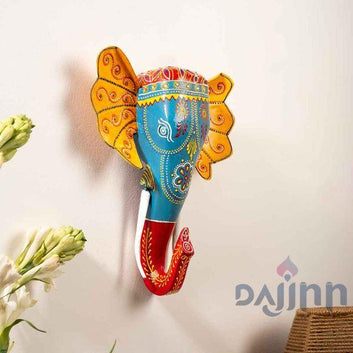 Turquoise Handpainted Elephant Wall Decor