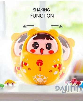 DaJinn Head Nodding Push and Shake Orange Roly Poly| Wobbling Bell Sounds For 8 Months+| Child Safe Material| Gifting Toy| BIS Certified