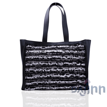 Dajinn Salt and Pepper Fringe Tote Bag