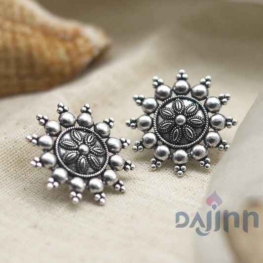 Anu Circle SIlver Oxidized Studs Earrings