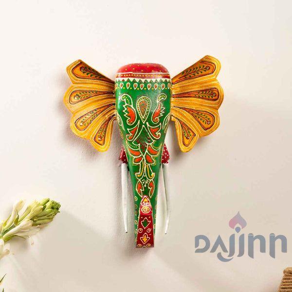 Green Handpainted Elephant Wall Decor