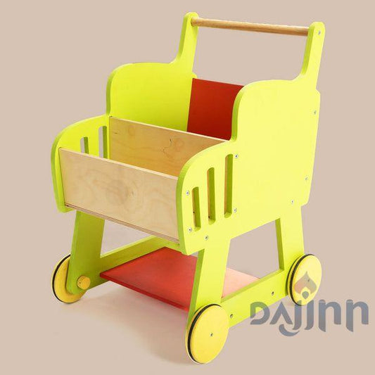 DaJinn Wooden Shopping Push Cart - Wooden Cart Pretend Play For Kids (2+ Years)