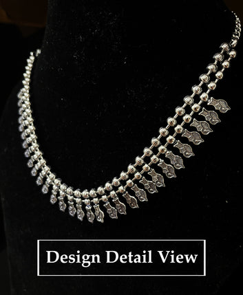 Dajinn Oxidized Silver Tribal Spike Necklace – Handcrafted Statement Layered Bead Jewelry