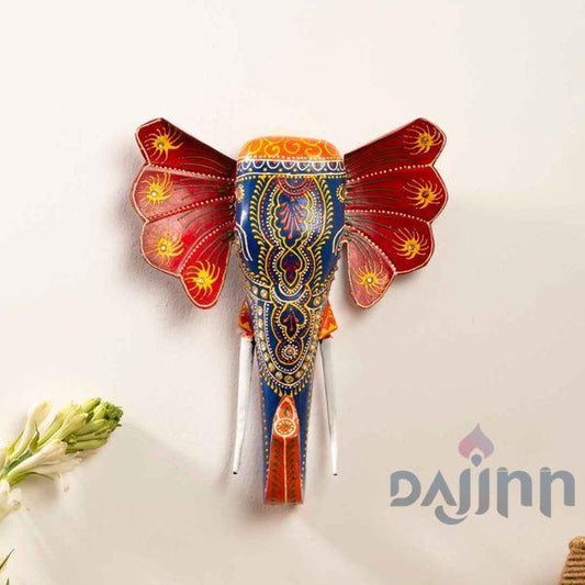 Blue Handpainted Elephant Wall Decor