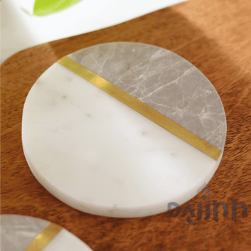 Dajinn Grey White Marble Coaster (Set Of 2)