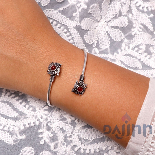 Aparna Red Flower Silver Oxidized Bracelet