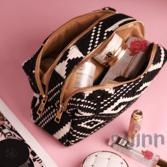 Dajinn Monochrome Woven Double Zipper Pouch