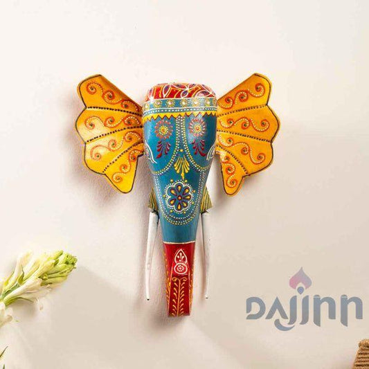 Turquoise Handpainted Elephant Wall Decor