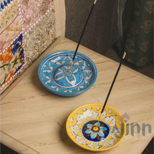 Assorted Blue Pottery Agarbatti Stand (Set Of 2)