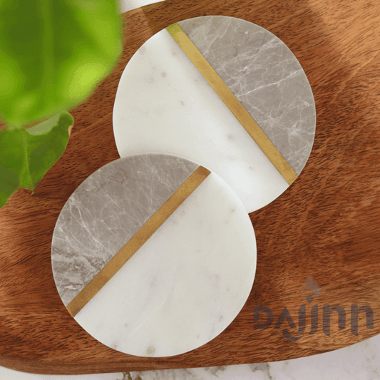 Dajinn Grey White Marble Coaster (Set Of 2)