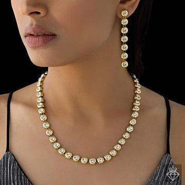 Dajinn Aarambha “Sumanjali” Anti-Tarnish Gold Necklace & Earrings Set – Lightweight Daily-to-Occasion Jewelry Elegance