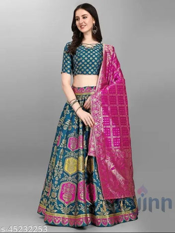 Elegant Teal Lehenga with Intricate Embroidery