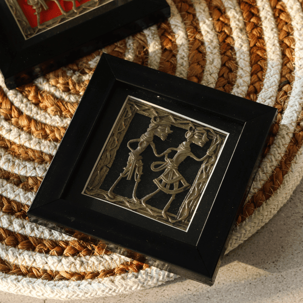 Dajinn Black Dhokra Coasters (Set Of 2)