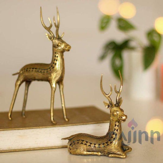 Atrangi Deer Pair - Standing & Sitting - Dhokra Table Decor