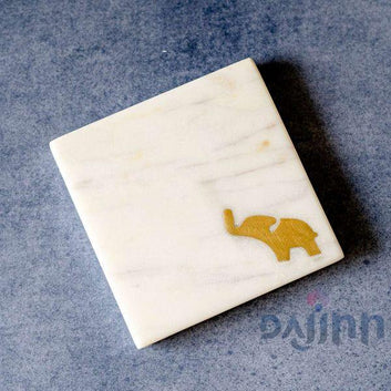 Atrangi Elephant Marble Coaster (Set Of 2)