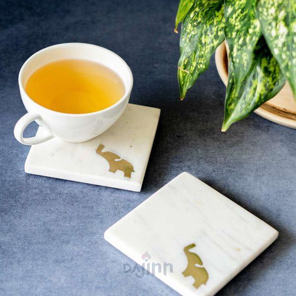 Atrangi Elephant Marble Coaster (Set Of 2)