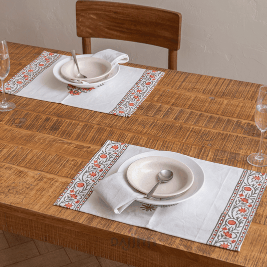 Daffodil Block Print Table Mat (Set of 2)