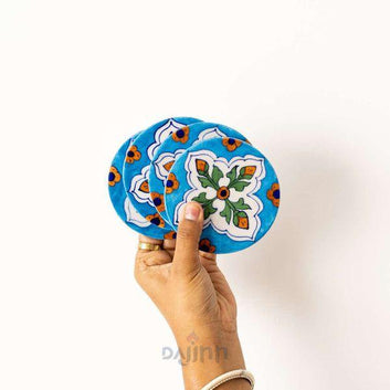 Blue Pottery Coaster - Light Blue (Set Of 4)