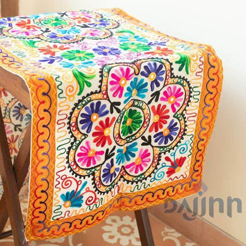 Flower Ari Embroidery Table Runner