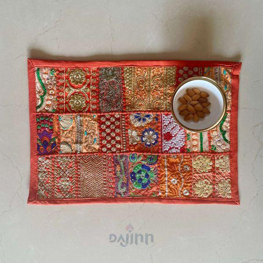 Orange Patchwork Table Mats (Set of 2)