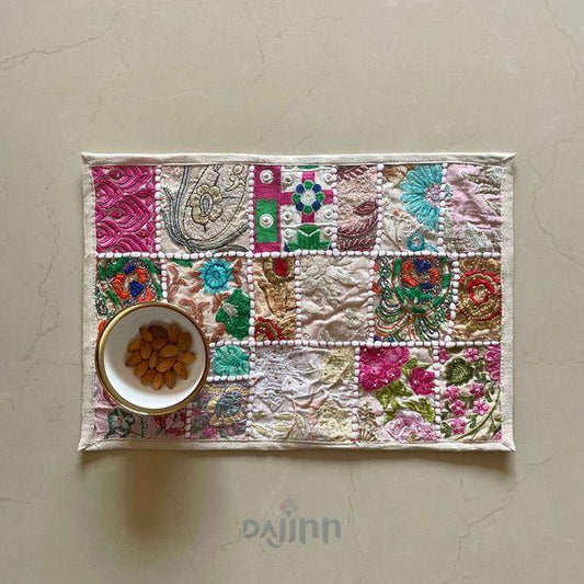 White Patchwork Table Mats (Set of 2)