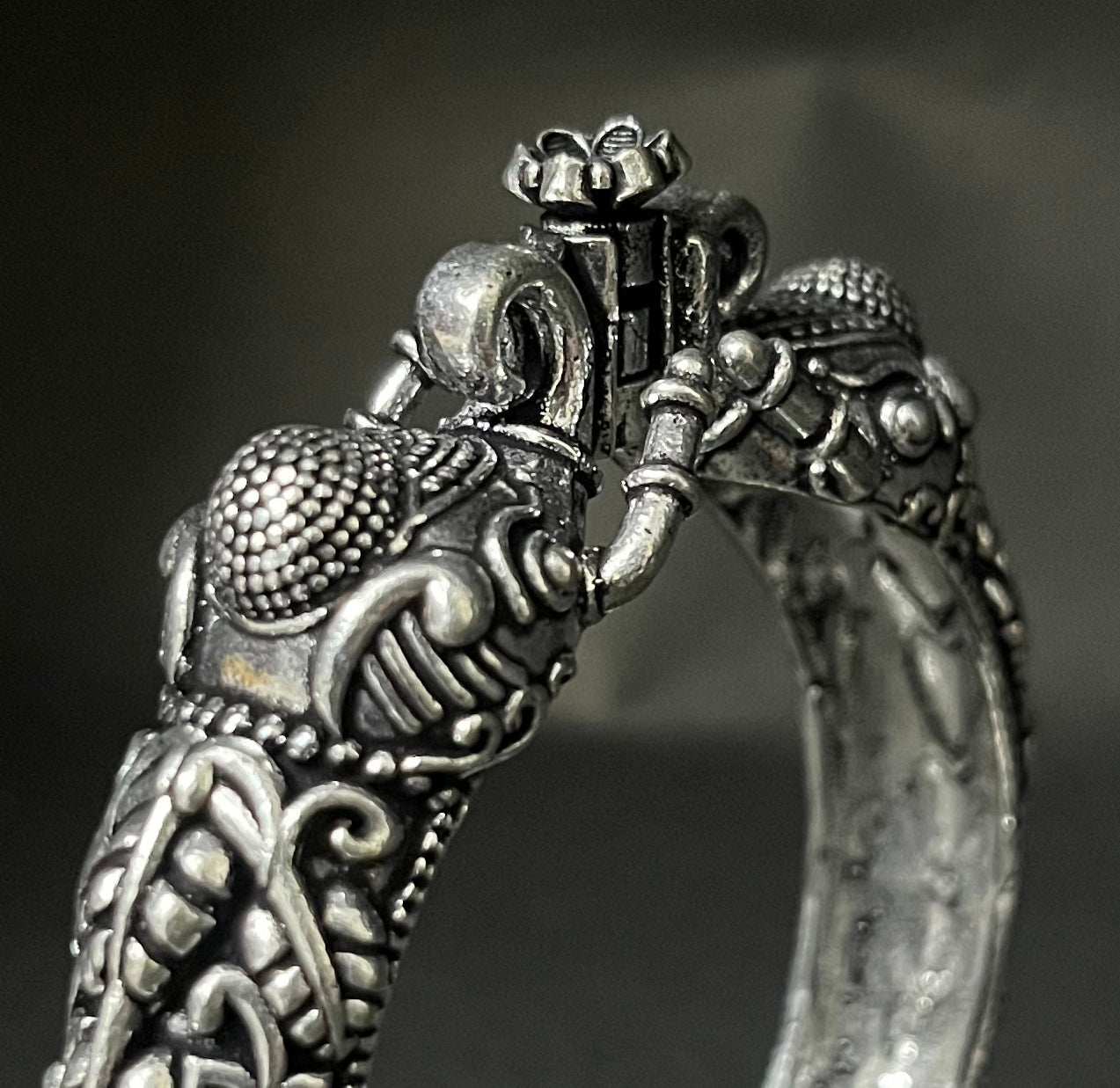 Dajinn Timeless Aura Collection – Brass Oxidized Kada | Oxidized Brass Ethnic Bangle for Women & Girls | Antique Finish From the Roots of India (Elephant Majesty Kada)