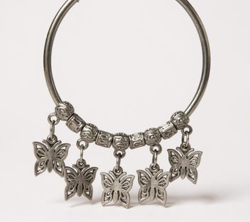 Dajinn Aarzoo Collection Oxidized Brass Elegant Finish Bracelet for Women & Girls | Traditional Ethnic Indian Charm Kada with Danglers | Adjustable Antique Style Jewellery (Butterfly Dreams Kada)