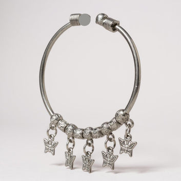 Dajinn Aarzoo Collection Oxidized Brass Elegant Finish Bracelet for Women & Girls | Traditional Ethnic Indian Charm Kada with Danglers | Adjustable Antique Style Jewellery (Flutter Grace Kada)
