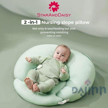 DaJinn Baby Breast Feeding Pillow, Mom’s Portable Nursing Cushion & Waist Protector with Detachable Belt – Green