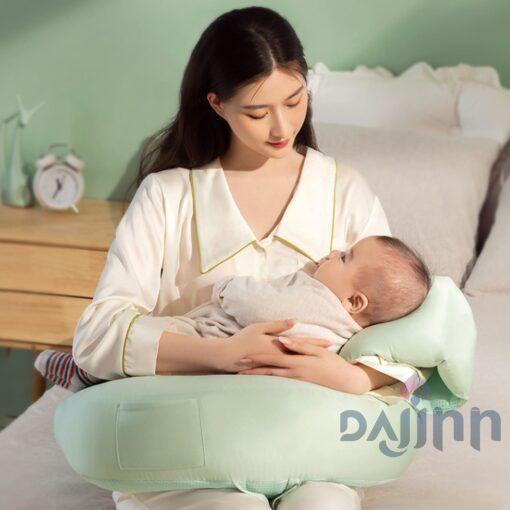 DaJinn Baby Feeding Pillow with Supportive Hand Cushion, Breastfeeding Pillows with Adjustable Waist Belt – Green