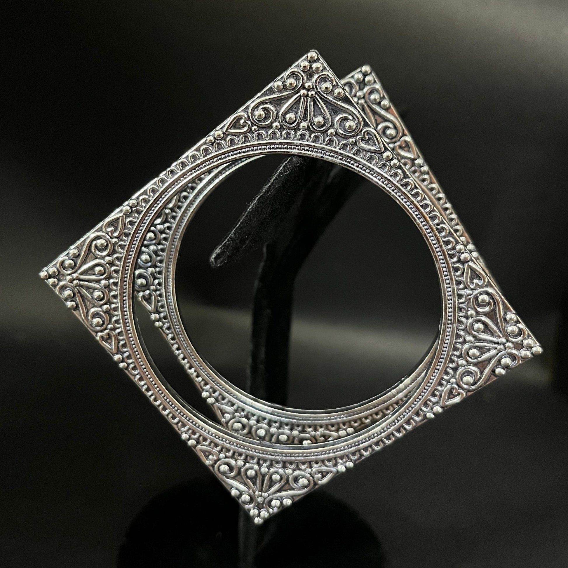Badriyah Crescent Pure Brass Oxidized Kada_