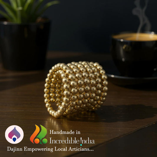 Dajinn Traditional Golden Beaded Kada Cuff Bracelet for Women & Girls | Ethnic Indian Jewelry | Adjustable Stylish Kada for Women