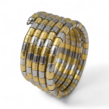 Dajinn Dual-Tone Spiral Kada Cuff Bracelet – Traditional Ethnic Indian Jewelry