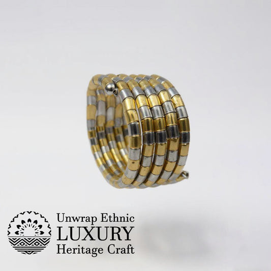 Dajinn Dual-Tone Spiral Kada Cuff Bracelet – Traditional Ethnic Indian Jewelry