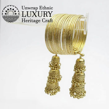 Dajinn Regal Harmony Traditional Ethnic Bangles Set for Women and Girls – Antique Golden, Party, Wedding and Festive Jewellery For Women
