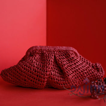 Dajinn Cherry Raffia Clutch