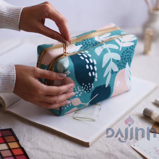 Dajinn Floral Mint Double Zipper Pouch