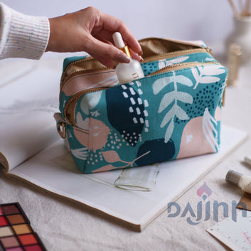 Dajinn Floral Mint Double Zipper Pouch