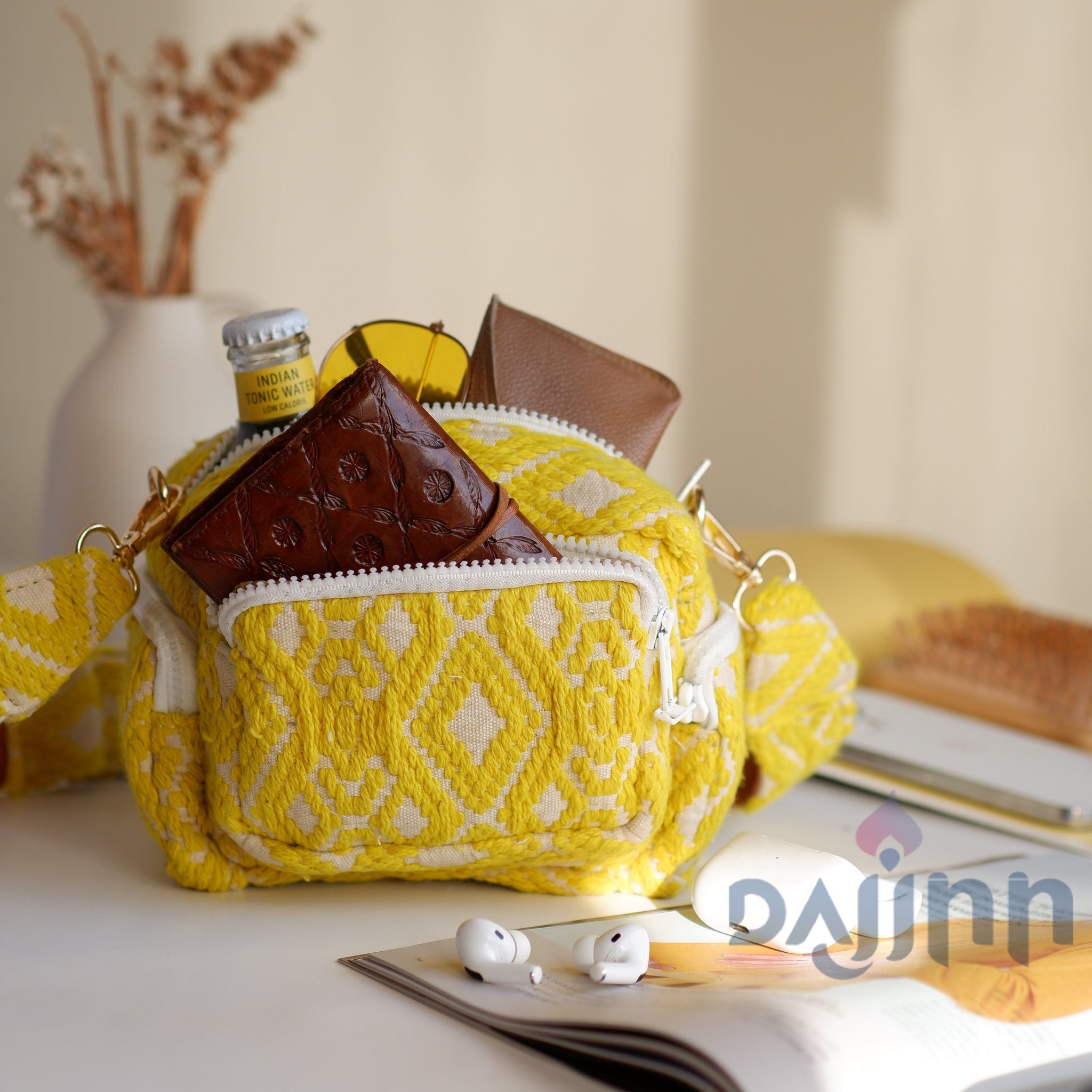 Dajinn Sunshine Yellow Multi Pocket Sling Bag