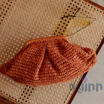 Dajinn Burnt Caramel Raffia Clutch