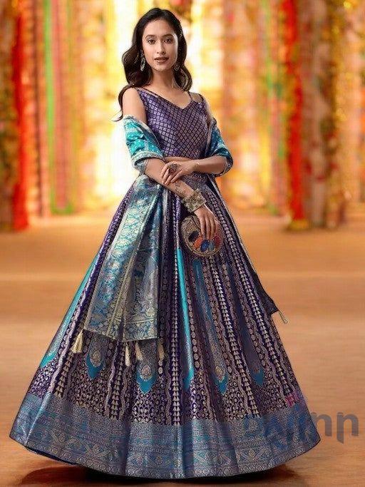 Graceful Navy Blue Lehenga with Embroidered Details