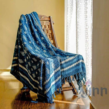 Indigo Block Print Sofa Throw