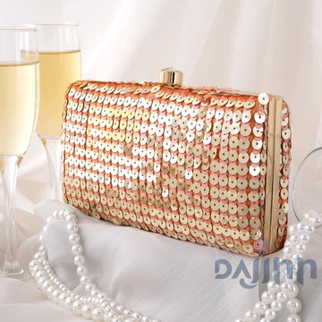 Laira Peach Sequin Clutch