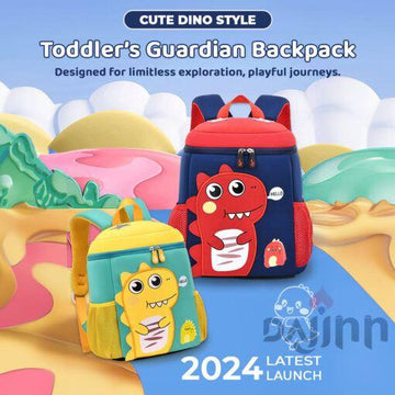 DaJinn Dino Fancy School Bag Kids, Waterproof and Lightweight Primary School Bag – Red & Blue