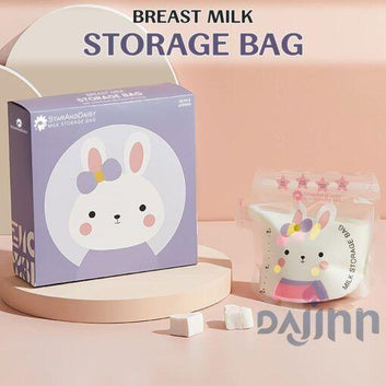 DaJinn Breast Milk Storage Bag, Transparent & BPA Free Disposable Printed Milk Bags for Baby Feeding Pack Of 30 – 200ML