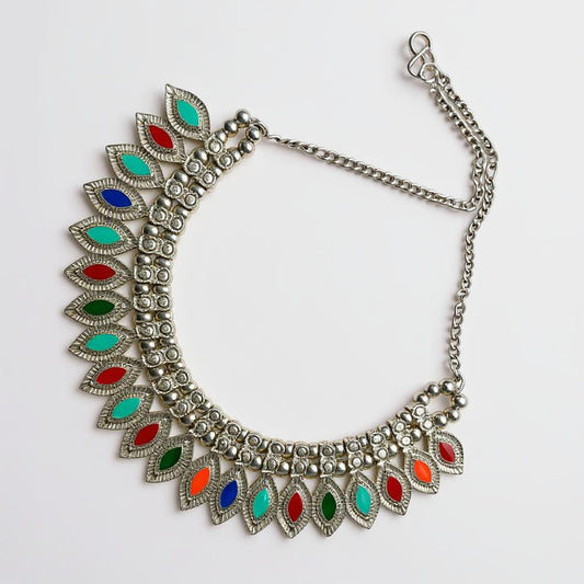 Dajinn Royal Leaf Oxidized Brass Necklace for Women Elegant Finish, Traditional Ethnic Indian Jewelry for Women