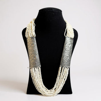 Dajinn Rajnartana Collection Traditional Oxidized Brass Ethnic Necklace for Women and Girls Antique Boho Tribal Jewelry for Weddings and Festivals - Shweta Saaj Set