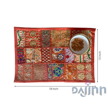 Orange Patchwork Table Mats (Set of 2)