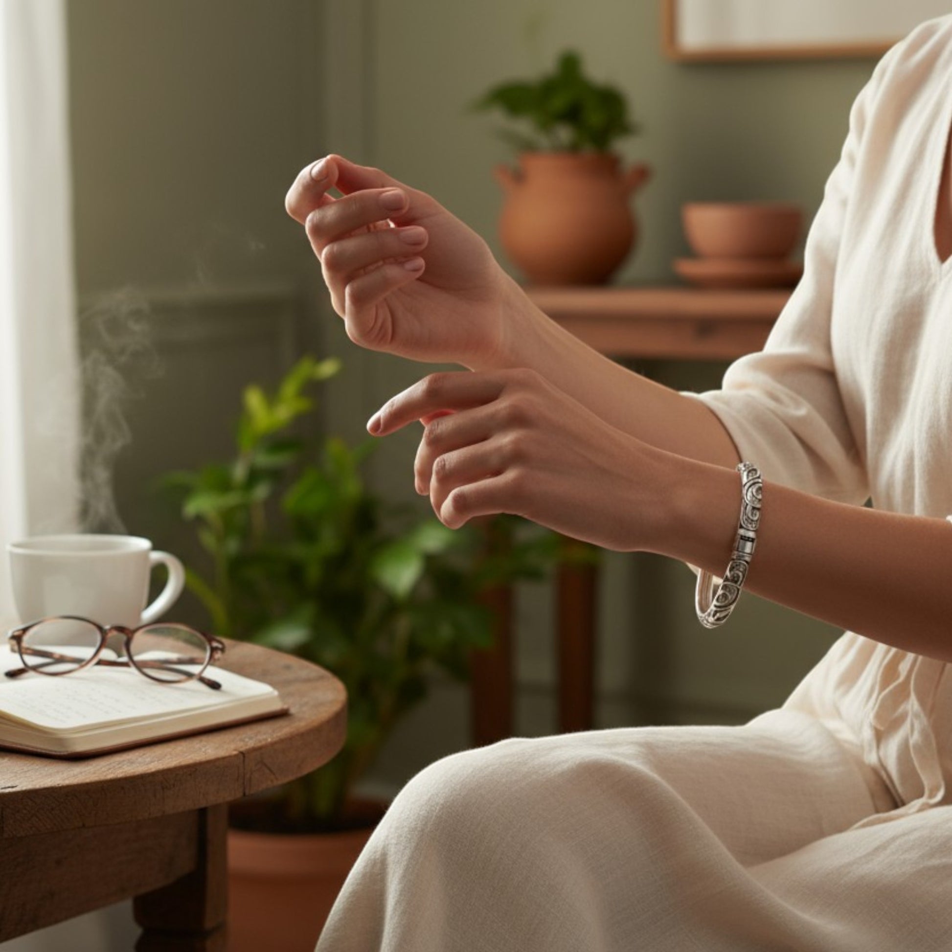 Sultana Scallop Petal Pure Brass Oxidized Kada_3