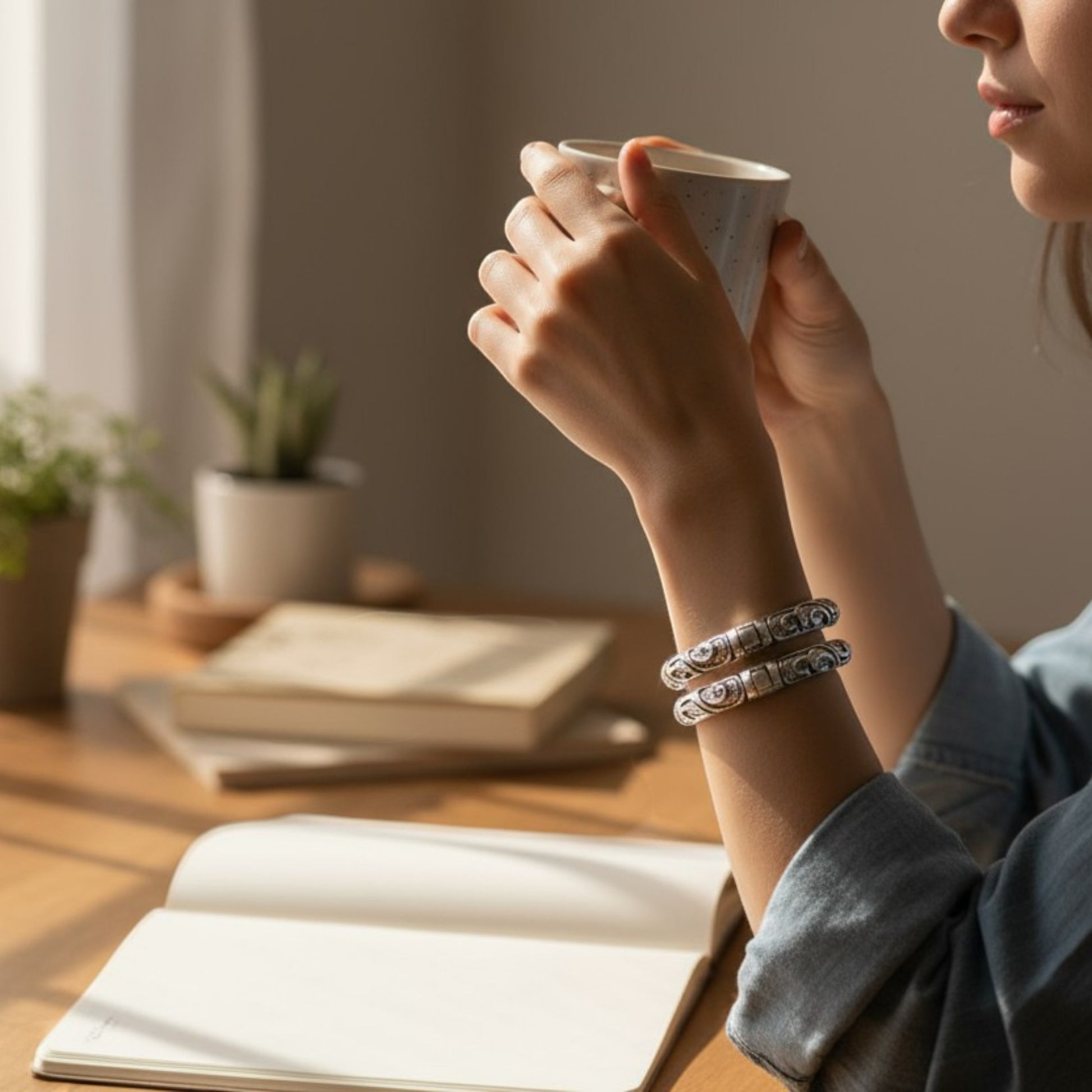 Sultana Scallop Petal Pure Brass Oxidized Kada_5